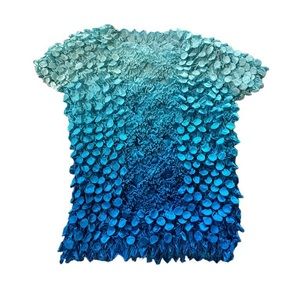 VINTAGE BLUE OMBRÉ POPCORN TOP